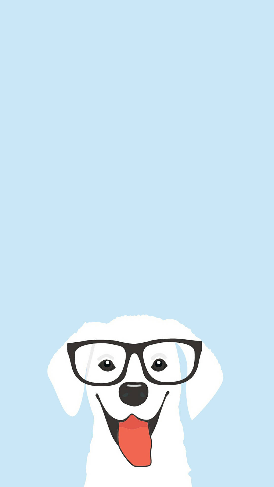 An intelligent white cartoon dog with eyeglasses Wallpaper