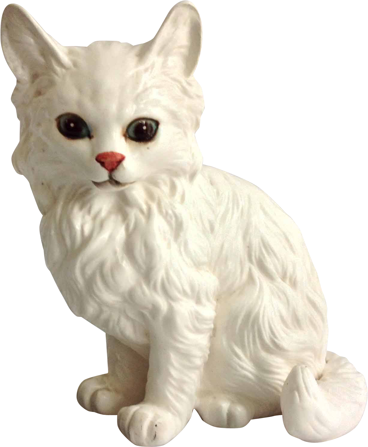 White Ceramic Cat Figurine PNG