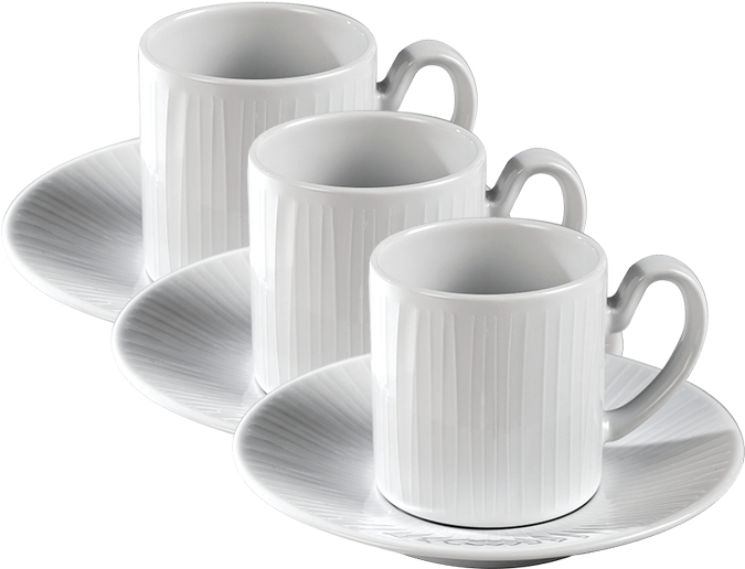 White Ceramic Coffee Cupsand Saucers PNG