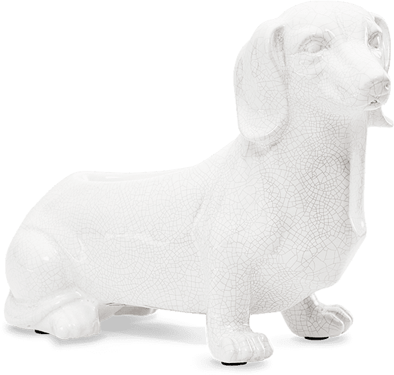 White Ceramic Dachshund Sculpture PNG