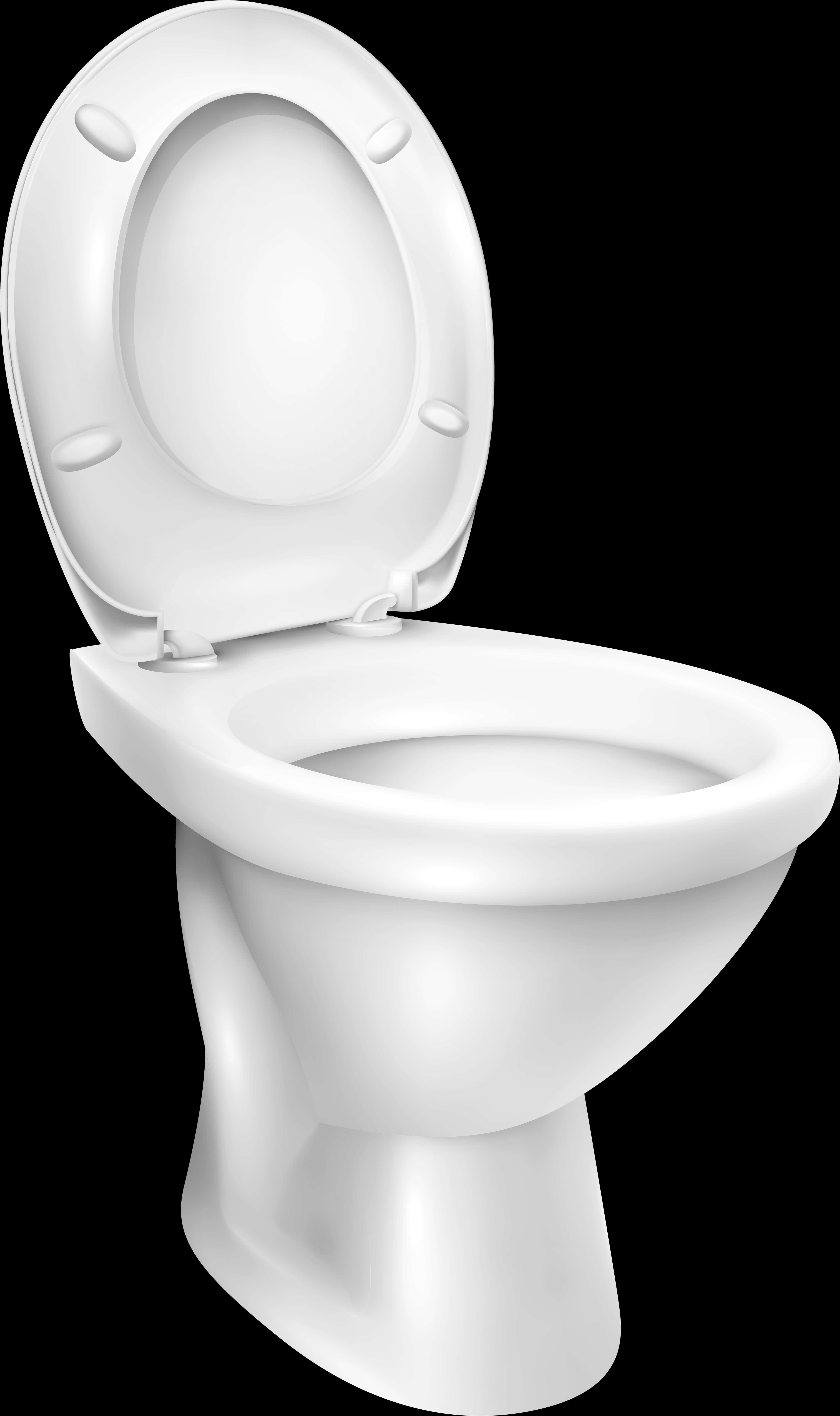 White Ceramic Toilet With Open Lid PNG