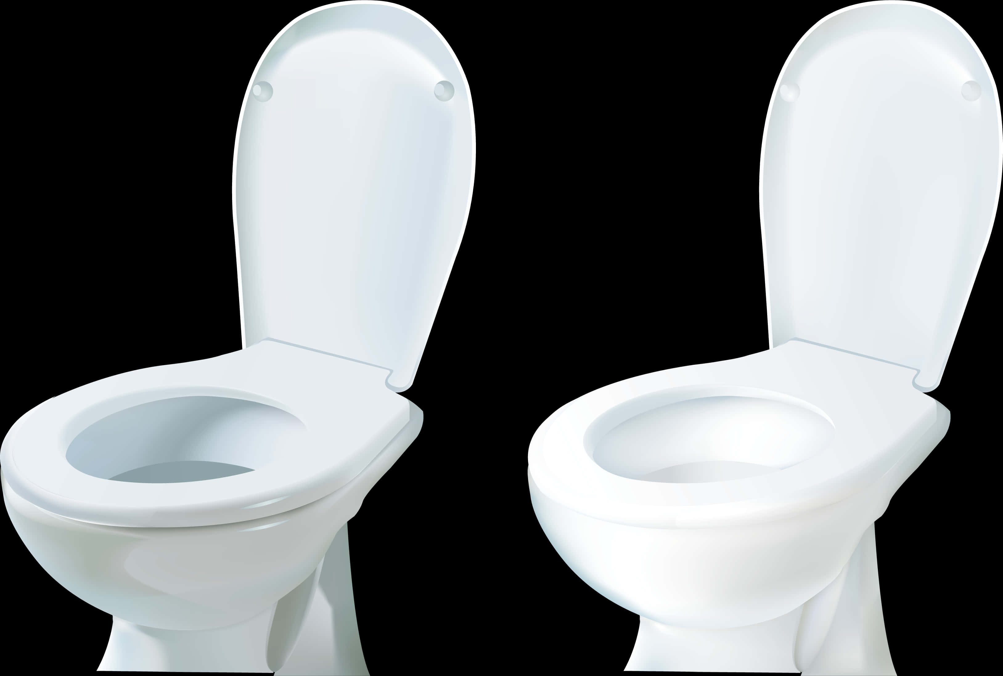 White Ceramic Toilets Sideby Side PNG