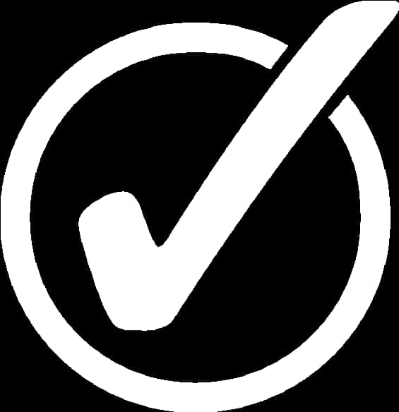 White Checkmark Black Background PNG