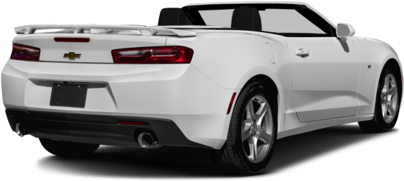 White Chevrolet Camaro Convertible Rear View PNG