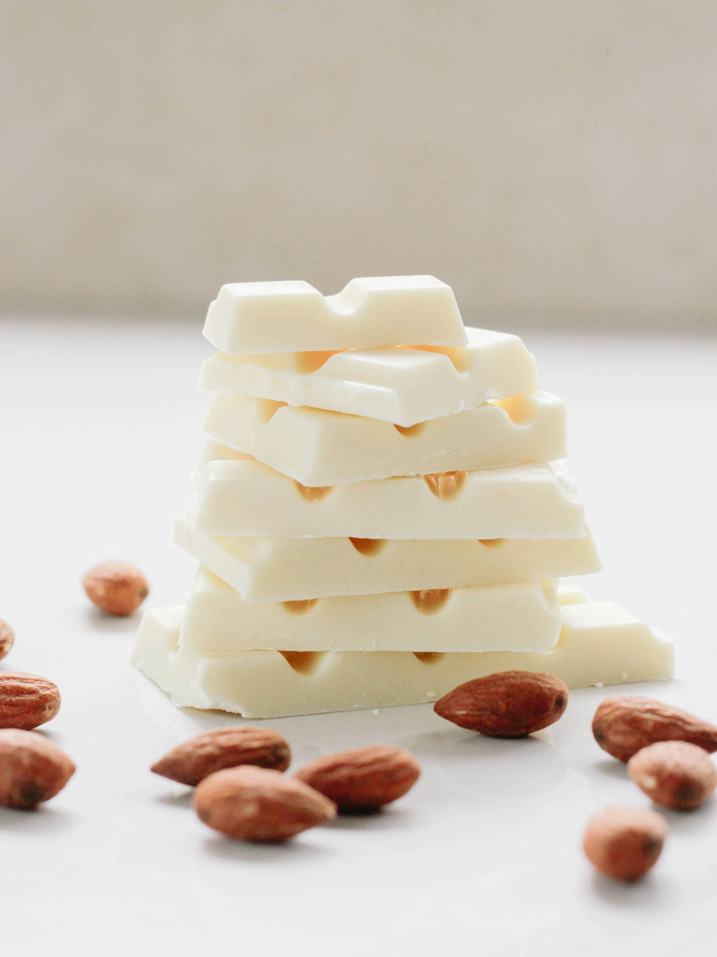 White Chocolate Bars And Almonds Wallpaper
