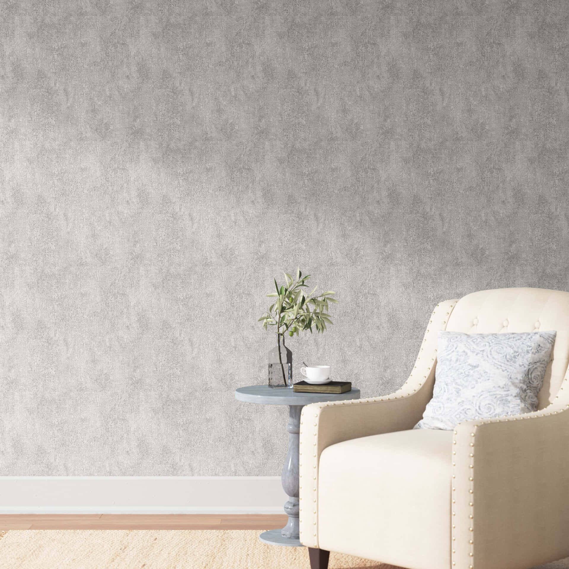 White Chouch Against A Wall With Subtle Design Wallpaper