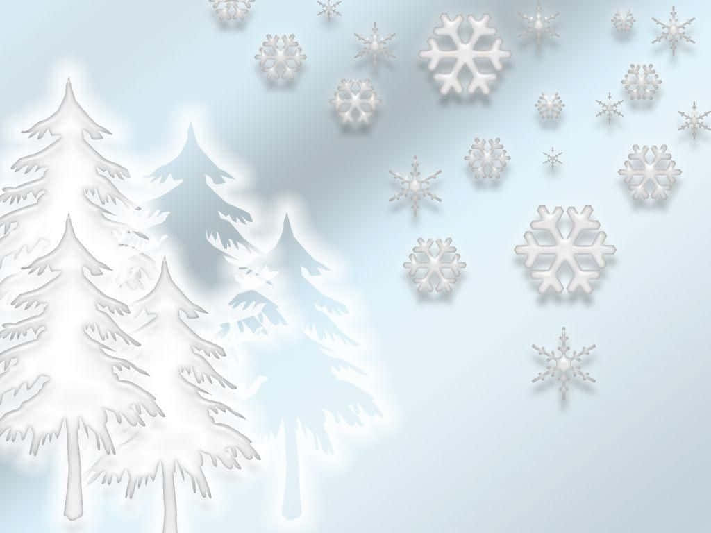 Simple White Christmas Tree Snowflake Wallpaper