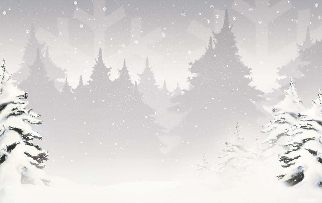 White Christmas Tree Snow Background Wallpaper