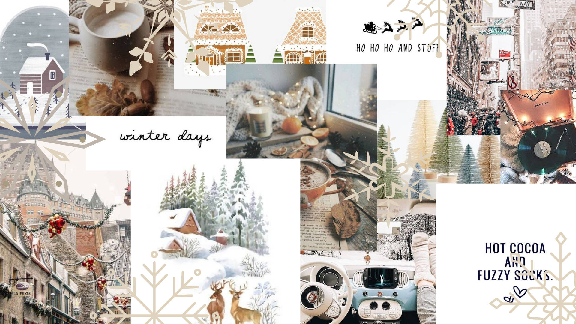 White Christmas Collage Wallpaper