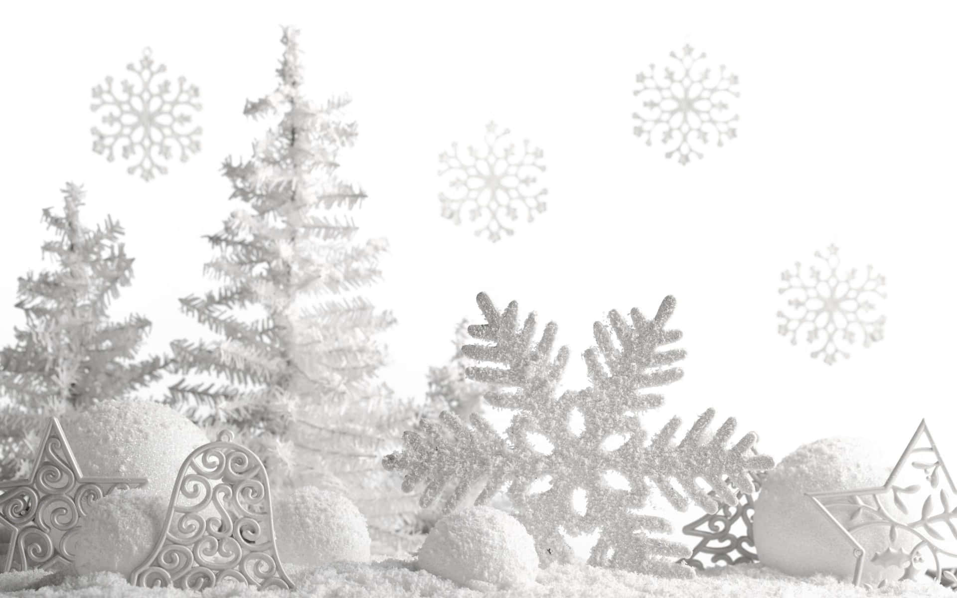 Pretty Snowflakes White Christmas Tree Wallpaper