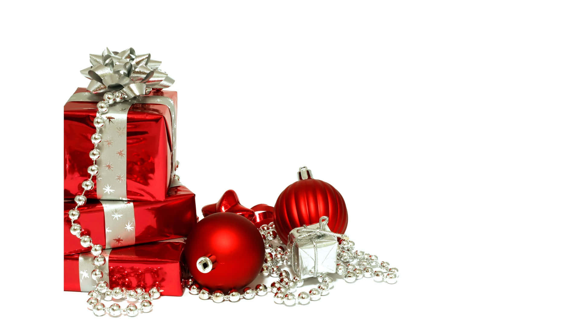 Simple Red Christmas Ornaments White Background Wallpaper