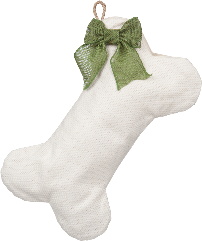 White Christmas Stockingwith Green Bow PNG