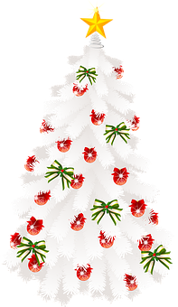 White Christmas Treewith Decorations PNG