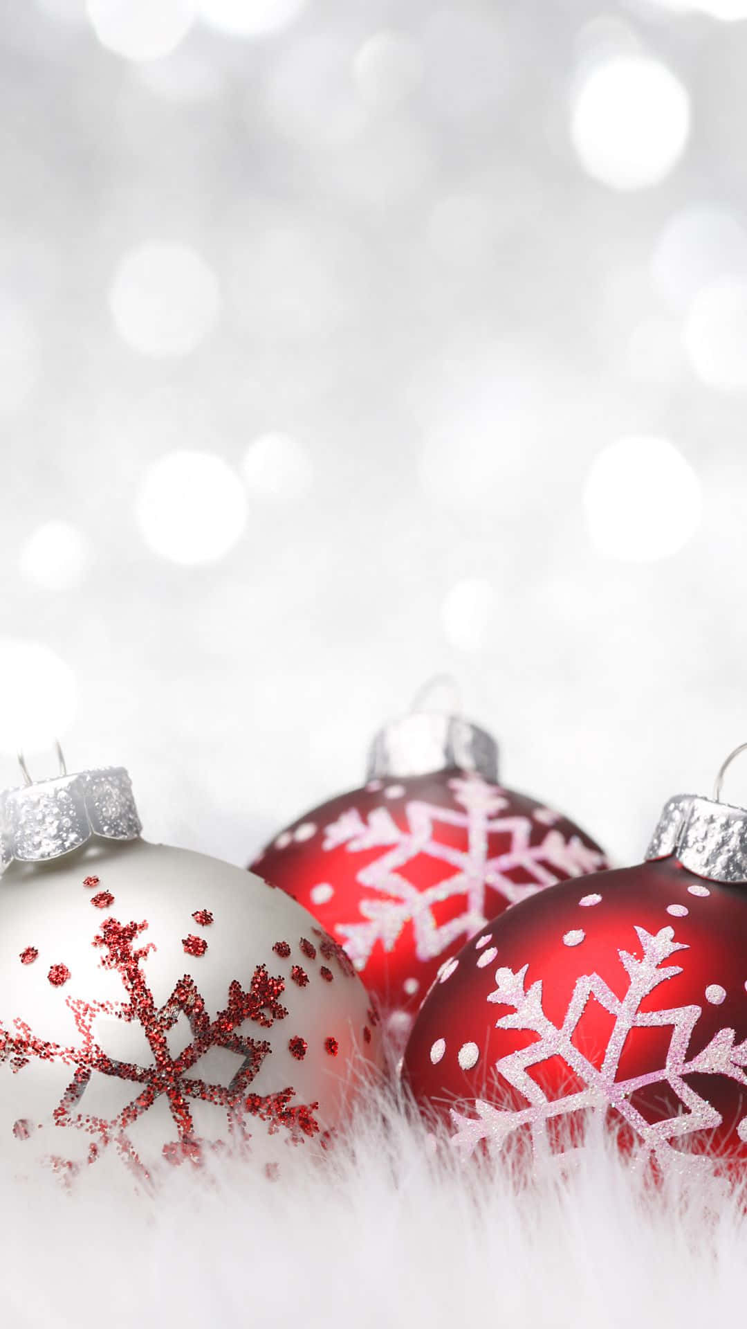 Festive Christmas Ornaments White Background Wallpaper