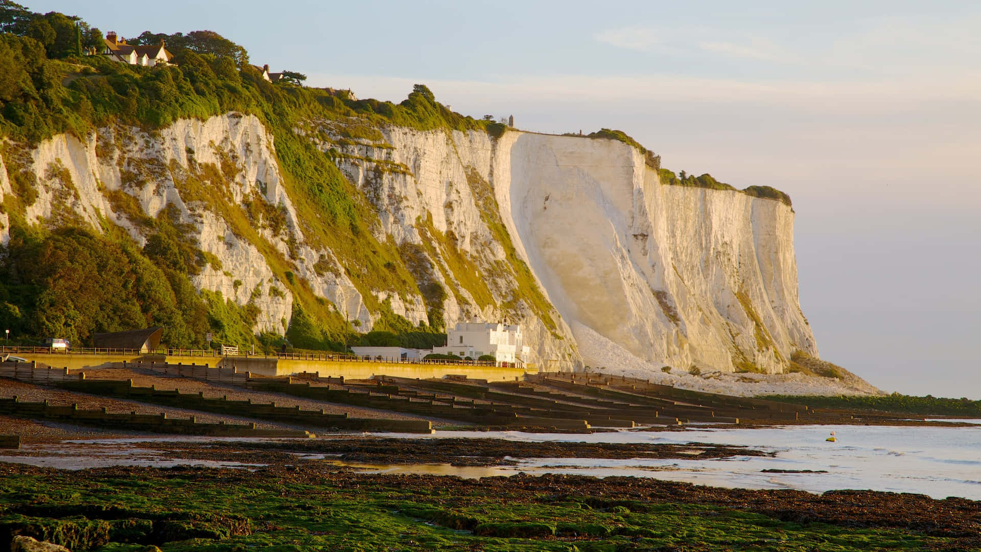 White Cliffs Of Dover With Grass Cover Wallpaper