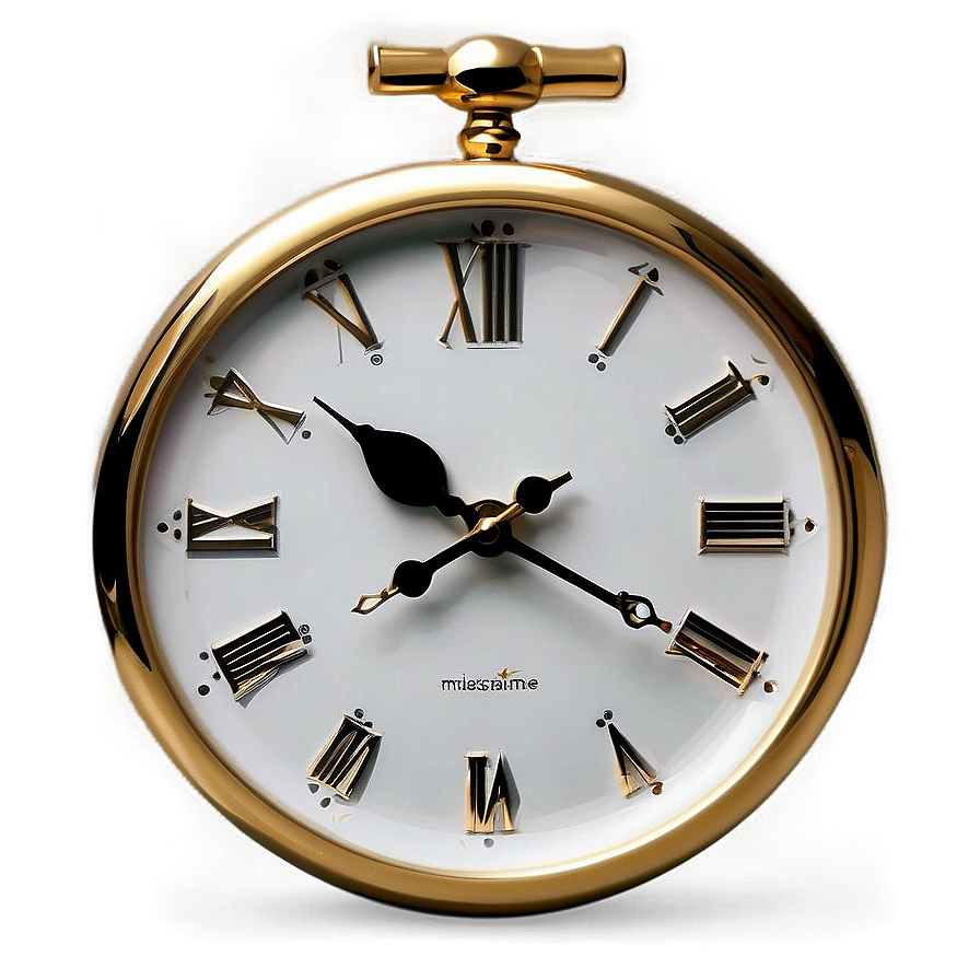 White Clock With Gold Accents Png 06262024 PNG