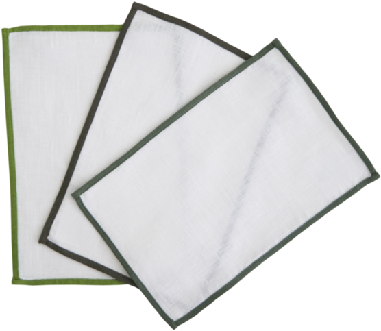 White Cloth Napkinswith Colorful Borders PNG