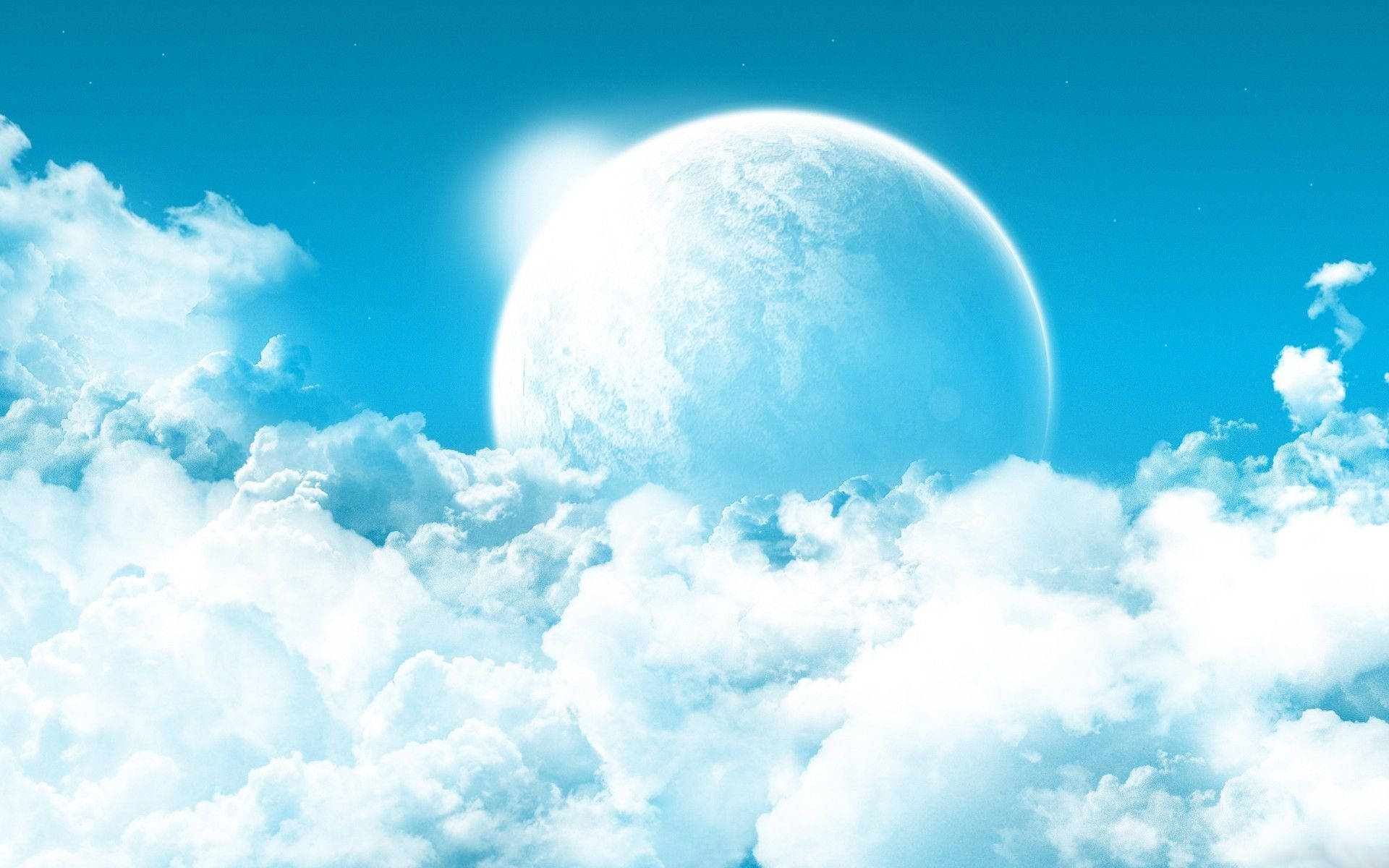 White Cloud And Bright Moon Wallpaper