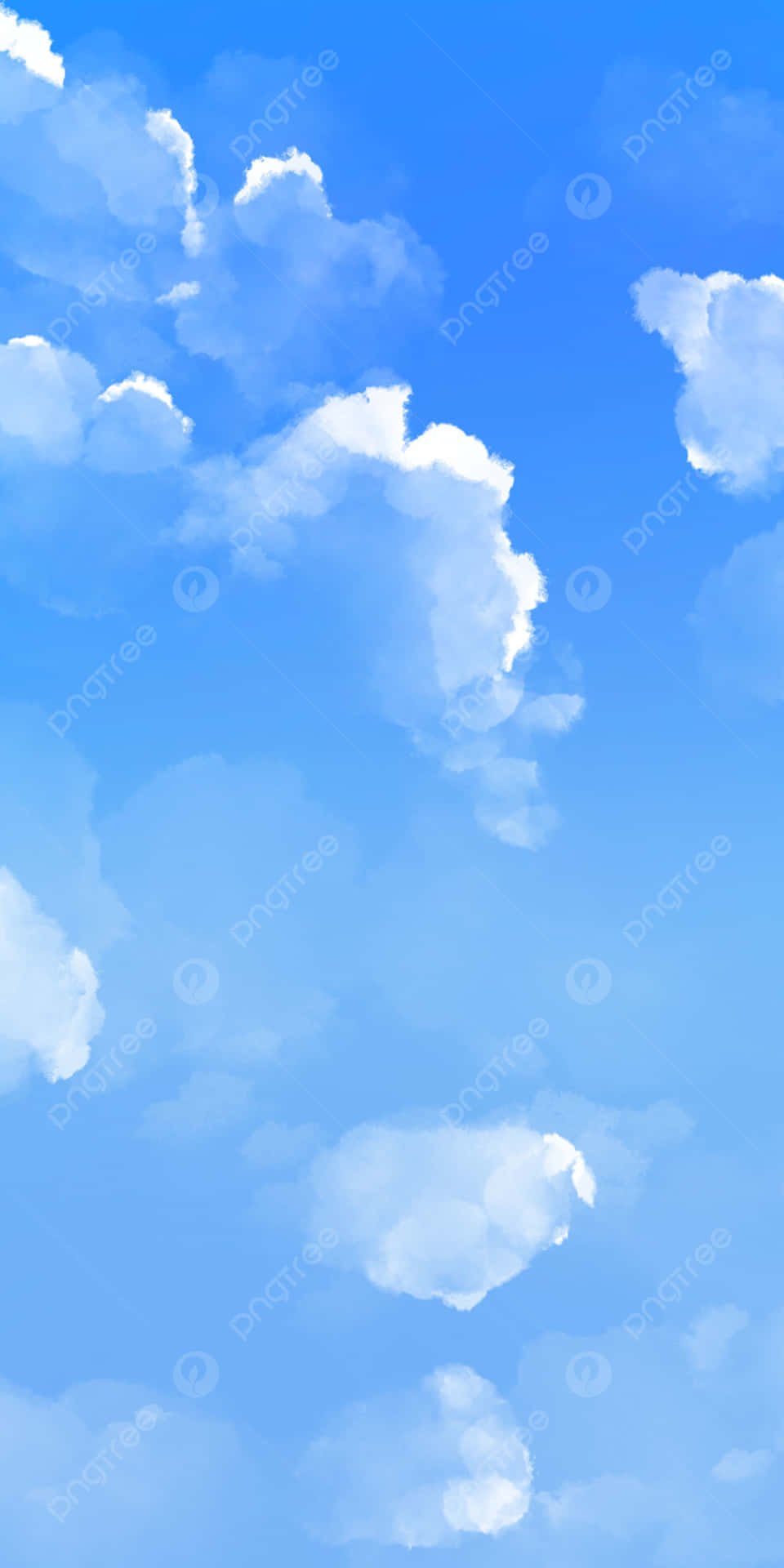 White Clouds Cute Art Wallpaper