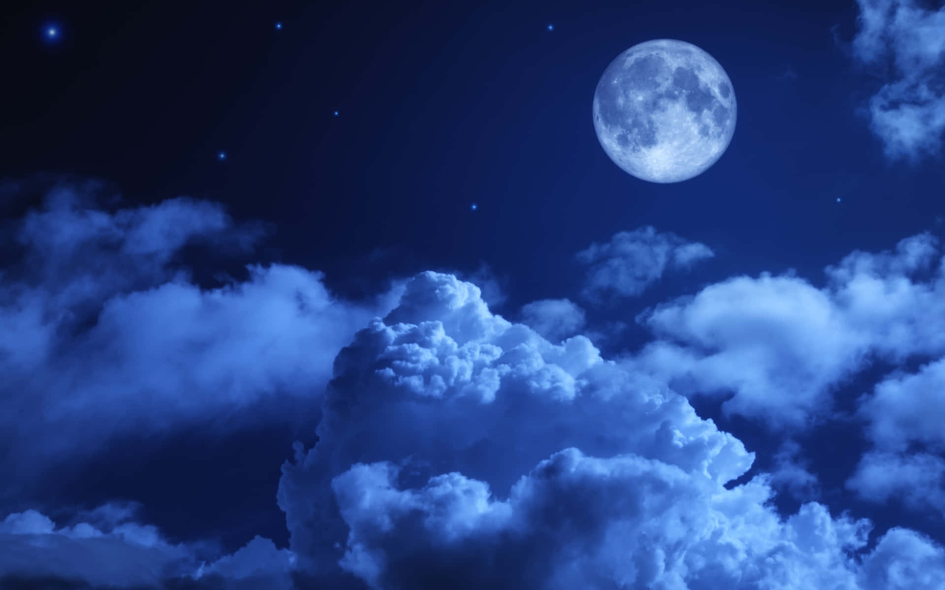 White Clouds With Moon Wallpaper