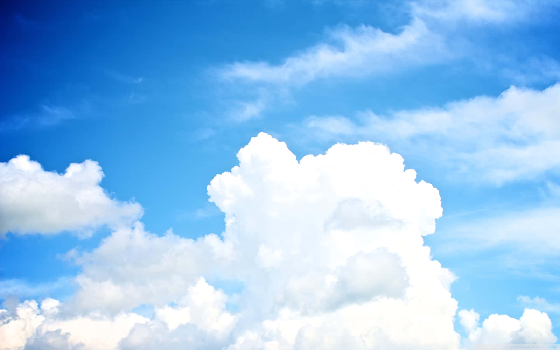 A Gloomy Blue Sky with White Clouds Wallpaper
