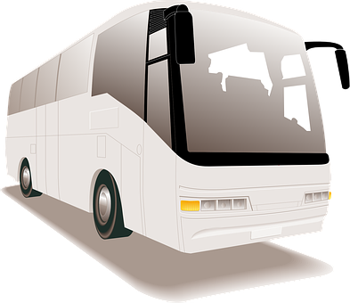 White Coach Bus Illustration PNG