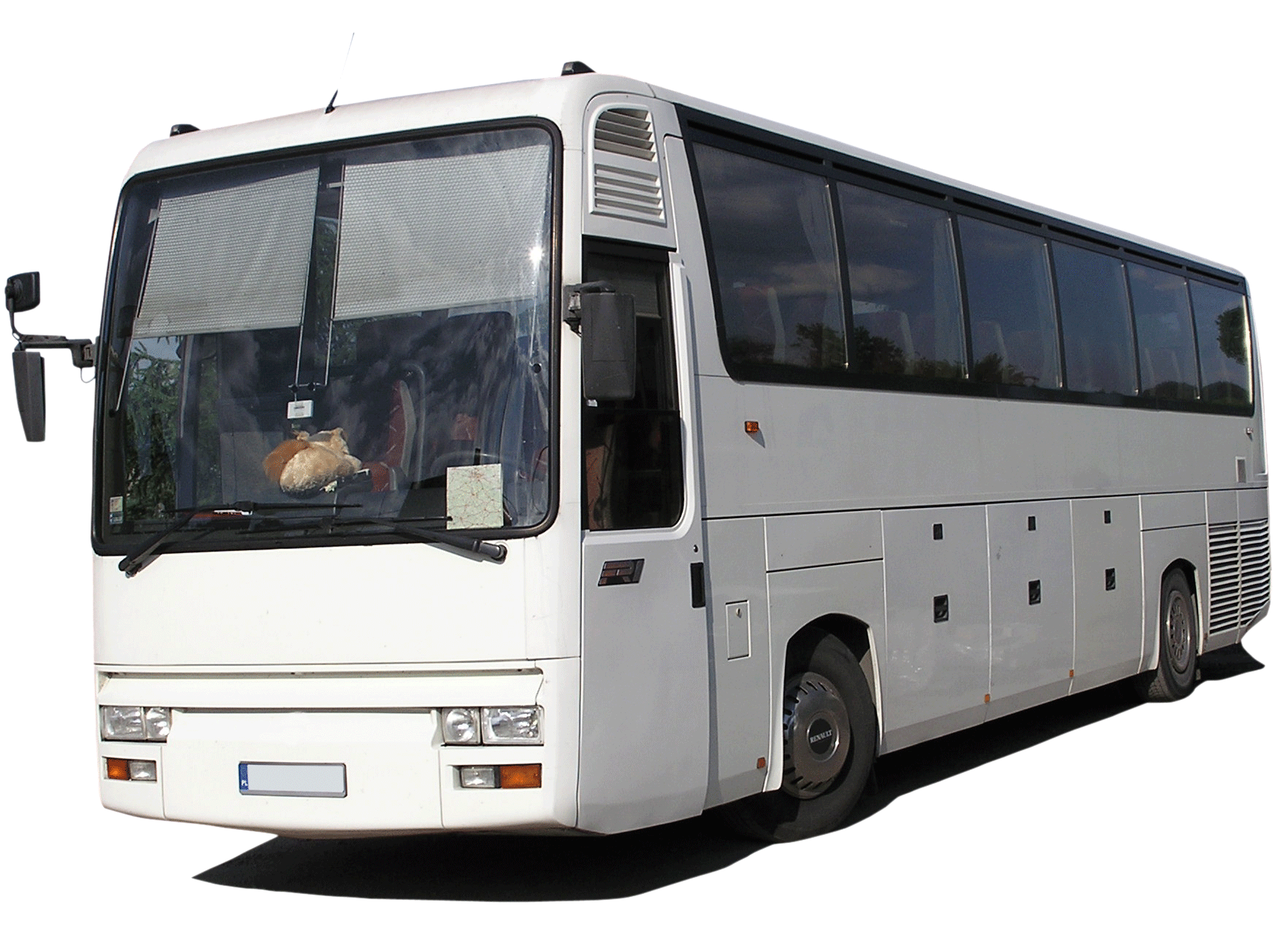 White Coach Bus Isolated PNG