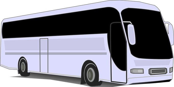 White Coach Bus Vector Illustration PNG