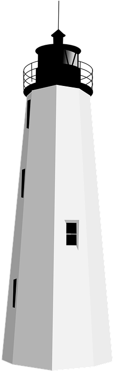 White Coastal Lighthouse Vector PNG