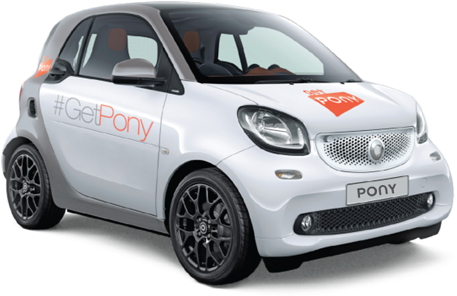 White Compact Car Get Pony Branding PNG