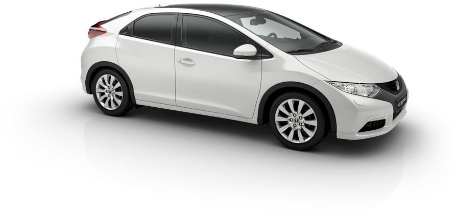 White Compact Car Isolated Background PNG