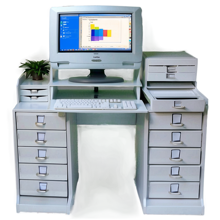 White Computer Desk Png 06262024 PNG