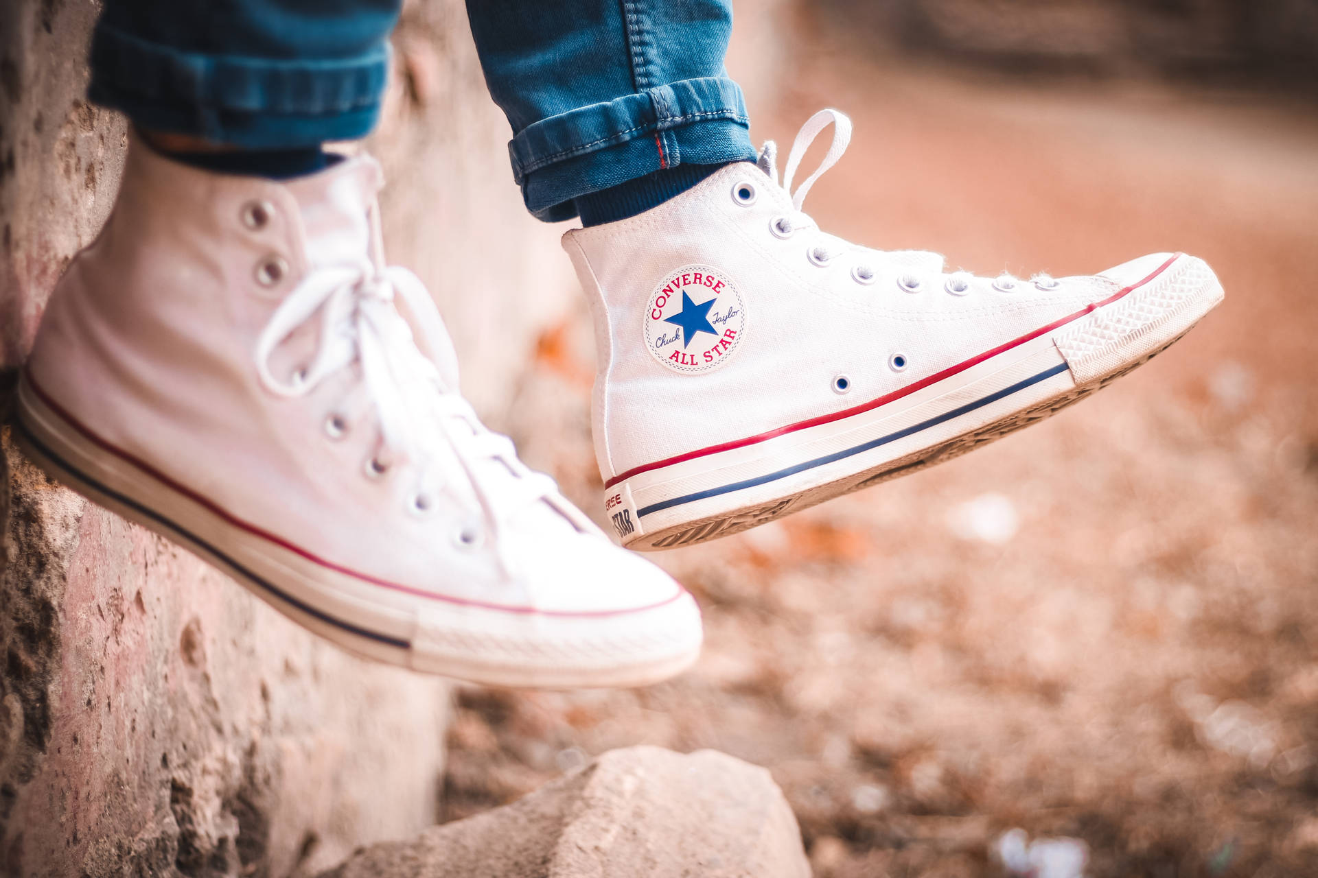 White Converse All-Stars Leather Wallpaper