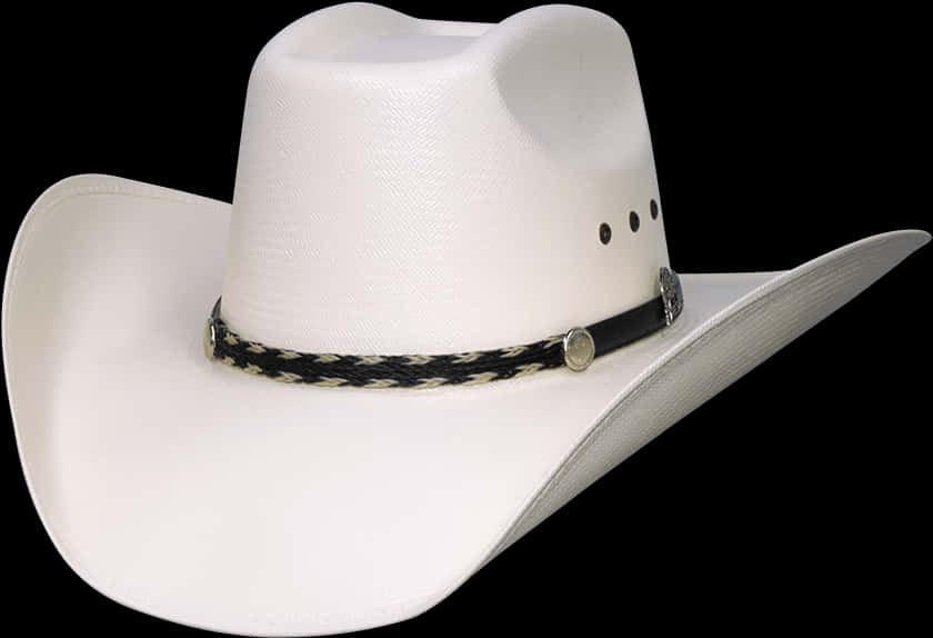 White Cowboy Hat Isolatedon Black Background PNG