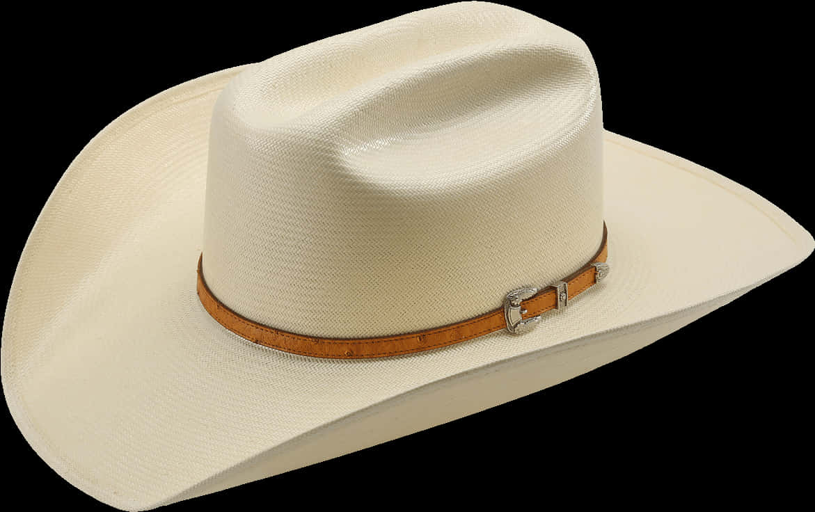 White Cowboy Hatwith Brown Band PNG