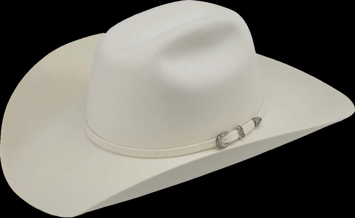 White Cowboy Hatwith Silver Band PNG
