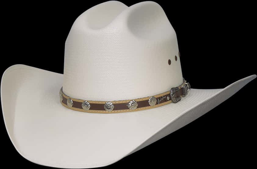 White Cowboy Hatwith Silver Conchos PNG