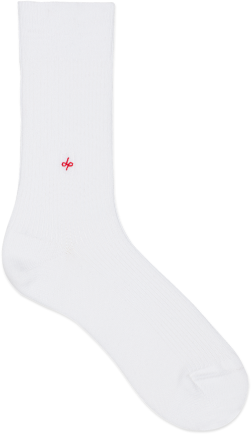 White Crew Sock Red Logo PNG