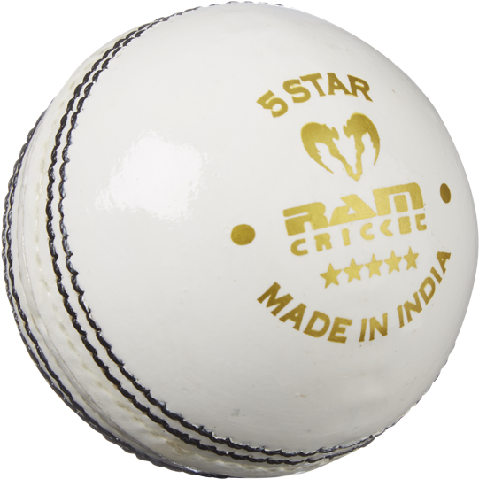 White Cricket Ball5 Star Brand PNG