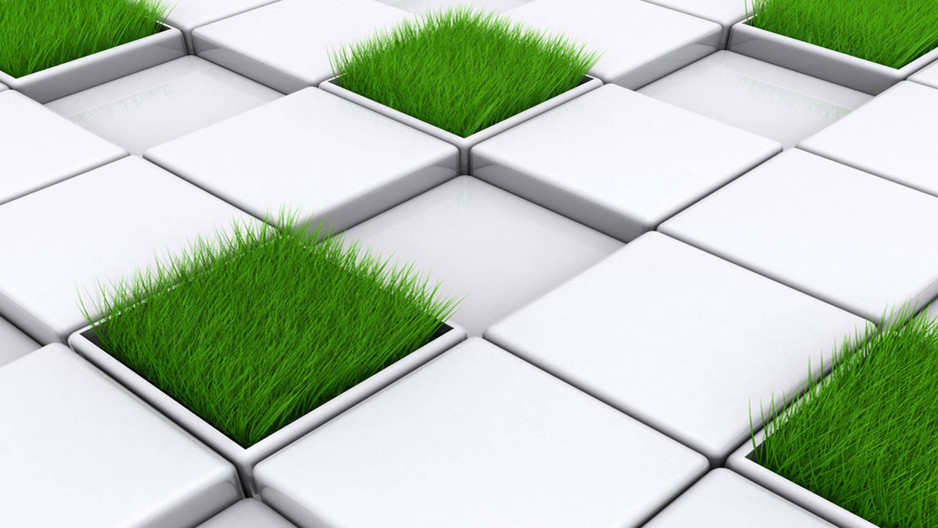 White Cubes With Grass 3d Android Phone Wallpaper