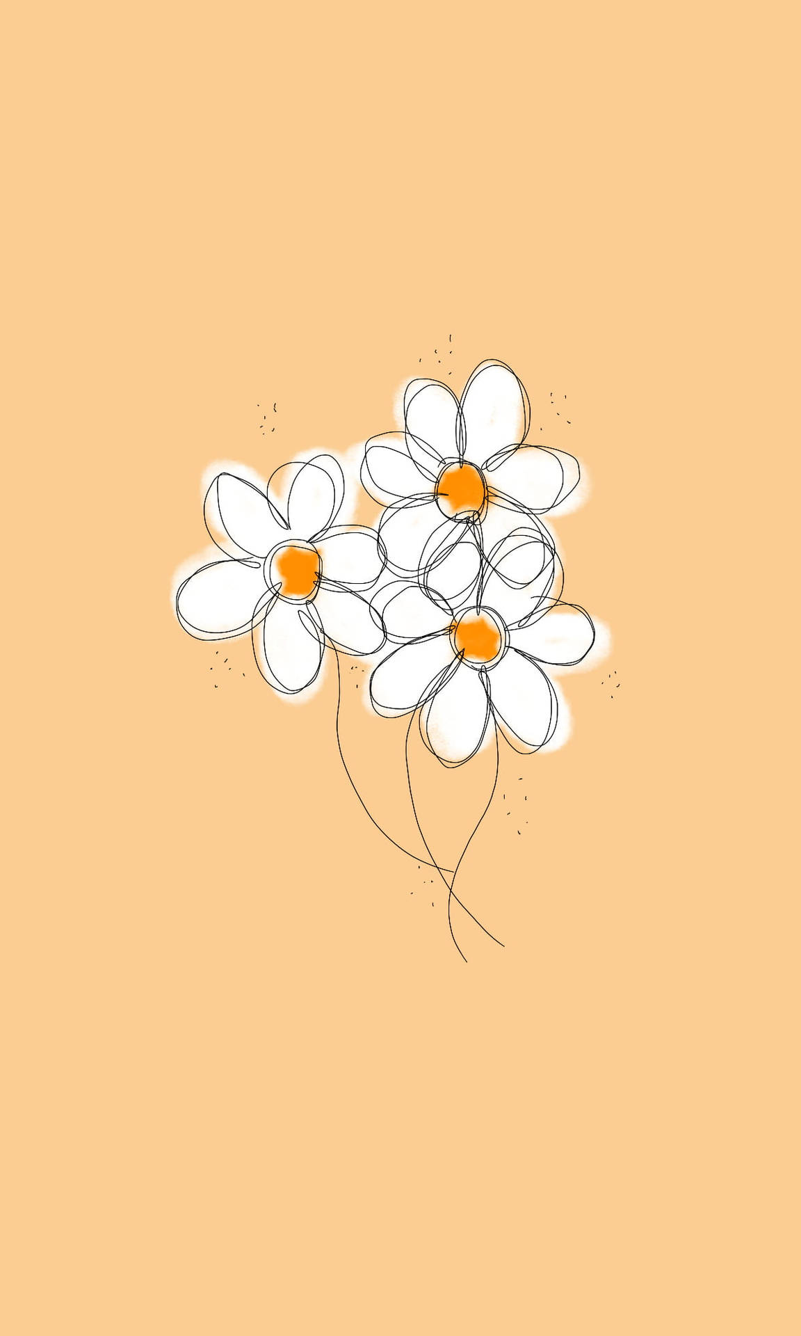 Weißesgänseblümchen Ästhetische Zeichnung Wallpaper