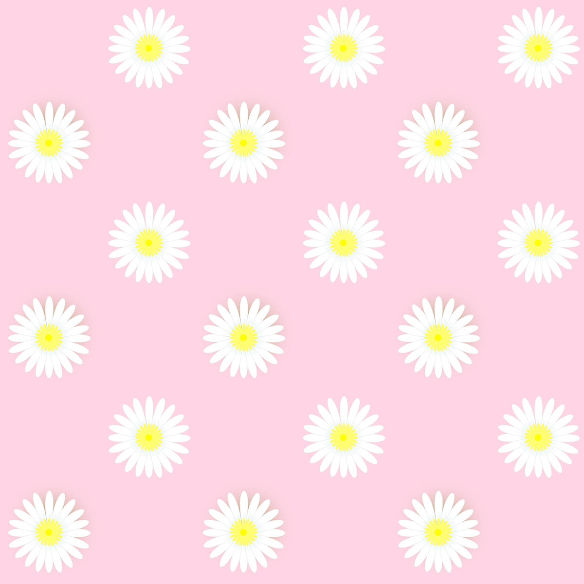 Hvid Daisy mønstret i pastelfarvet rosa tapet Wallpaper