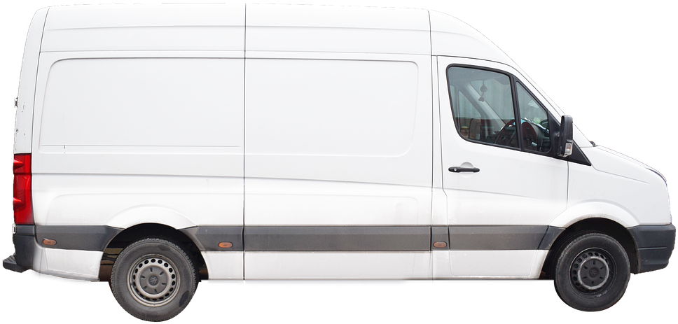 White Delivery Van Side View PNG