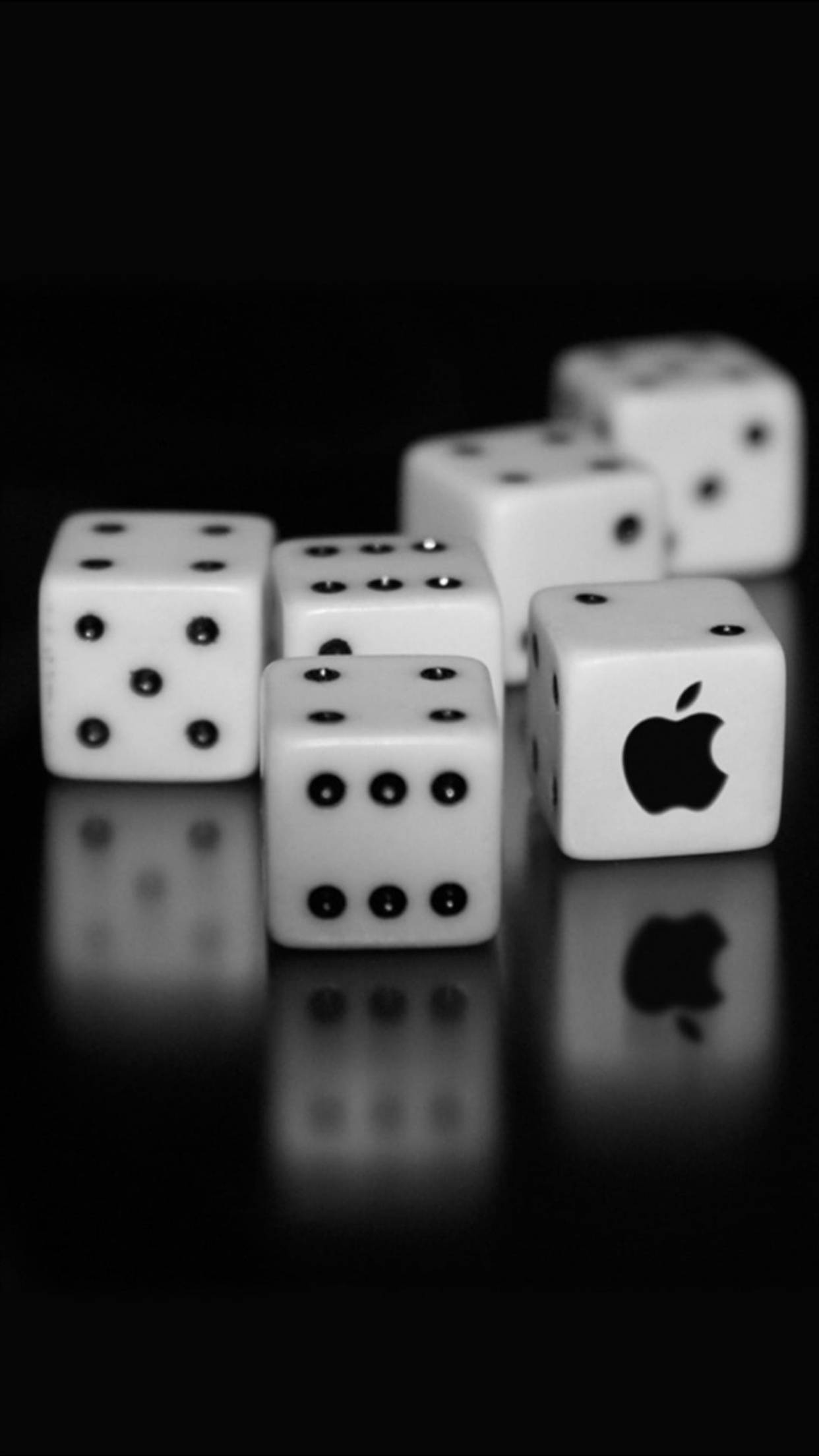 Stylish Black iPhone 6 Plus with White Dice Display Wallpaper Wallpaper