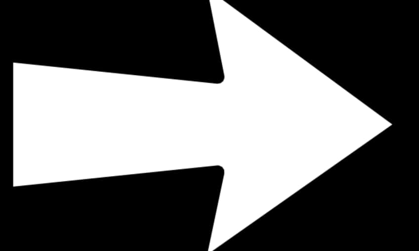 White Directional Arrowon Black Background PNG