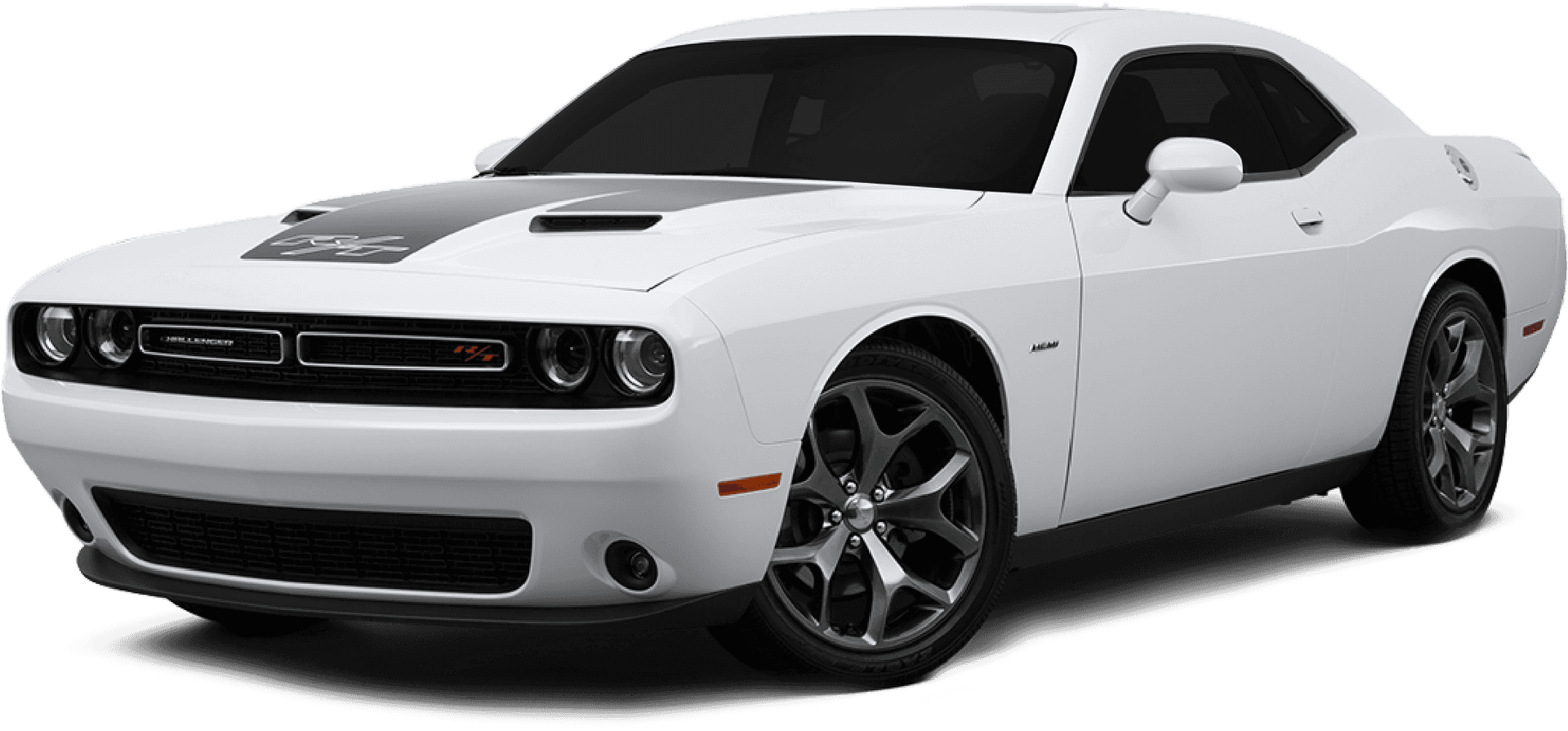 White Dodge Challenger S R T Angled View PNG