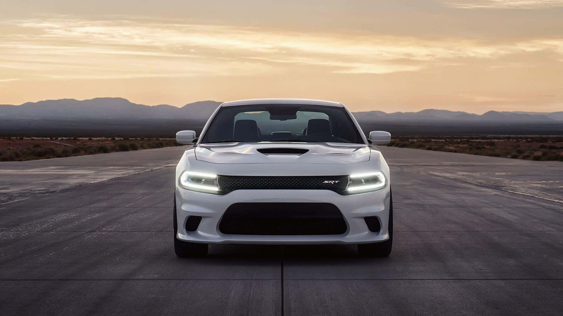 White Dodge Charger S R T Front View Wallpaper