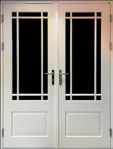White Double Doorswith Glass Panels PNG