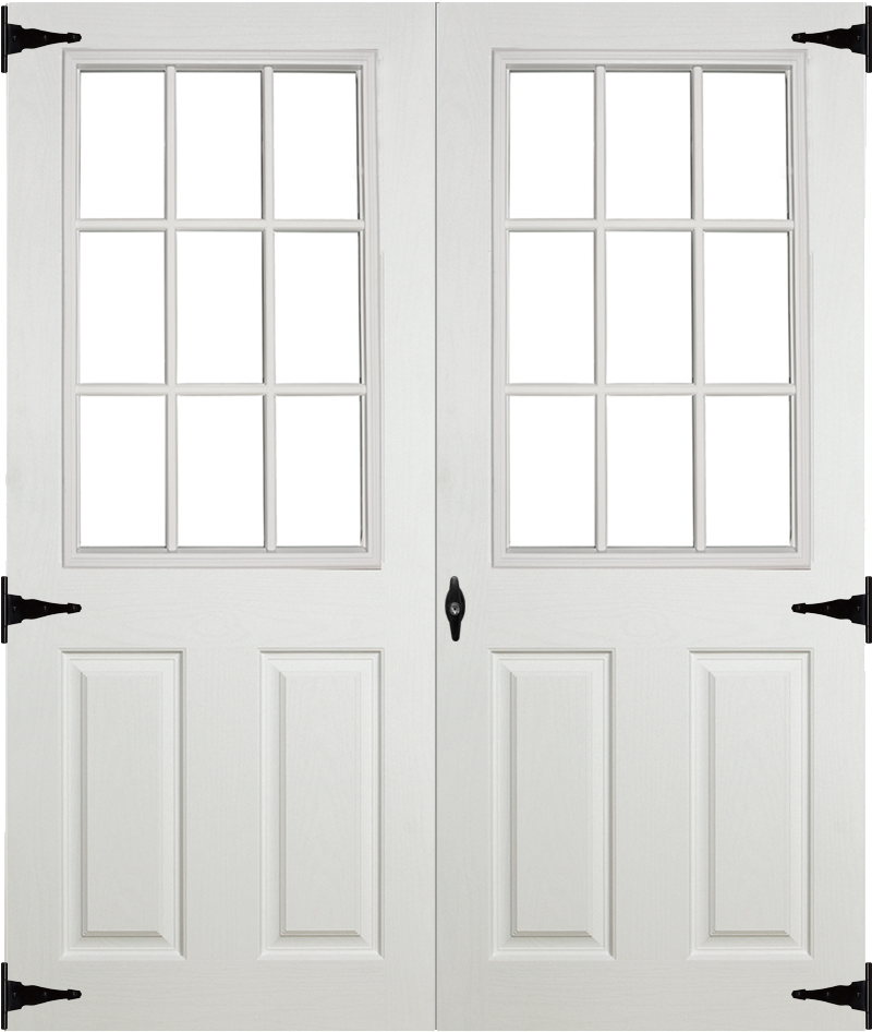 White Double Doorwith Window Panels PNG