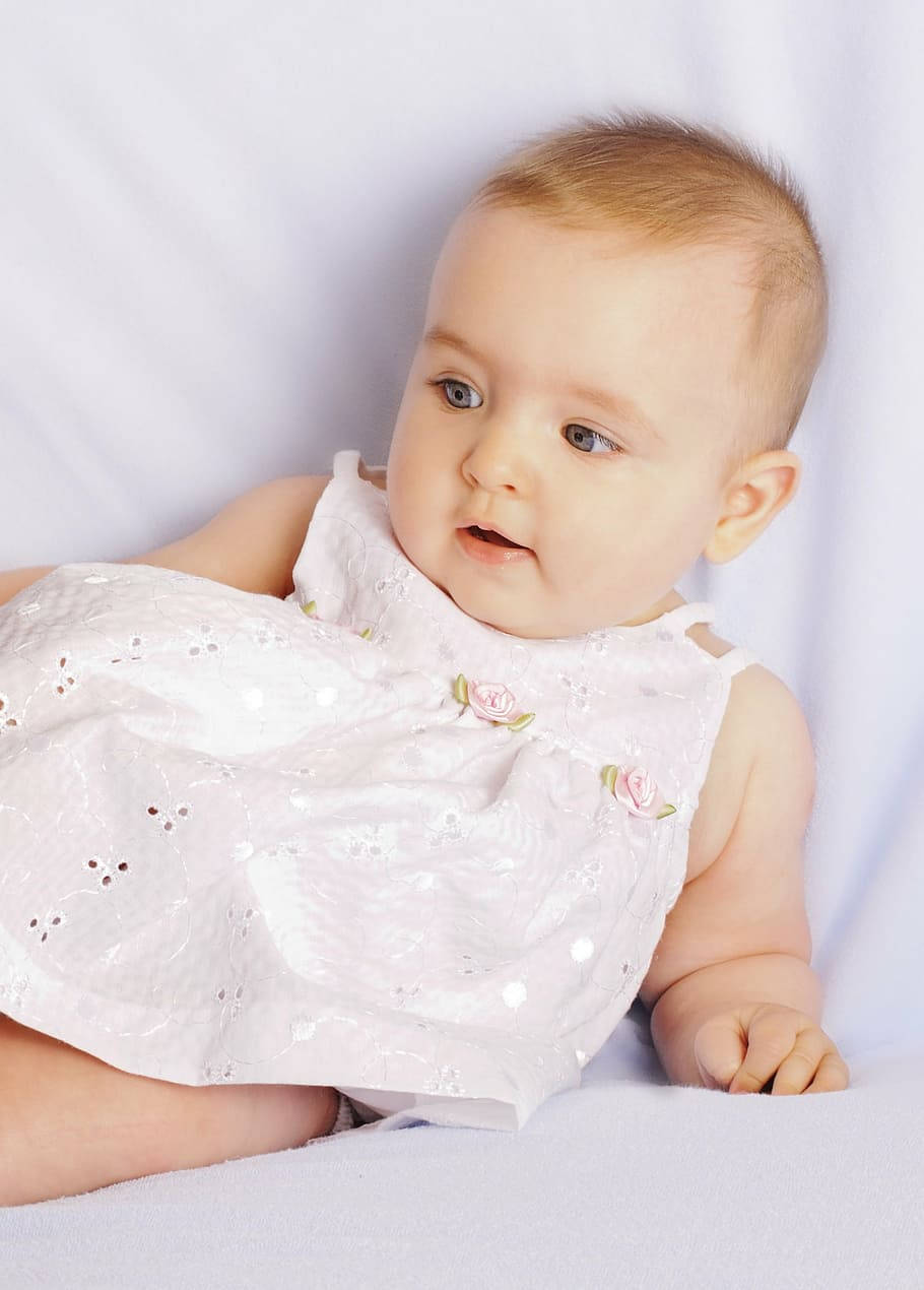 White Dress Cute Baby Girl Wallpaper